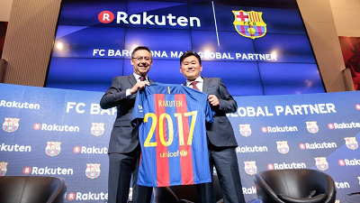 FCバルセロナと楽天、スポンサー契約 class=